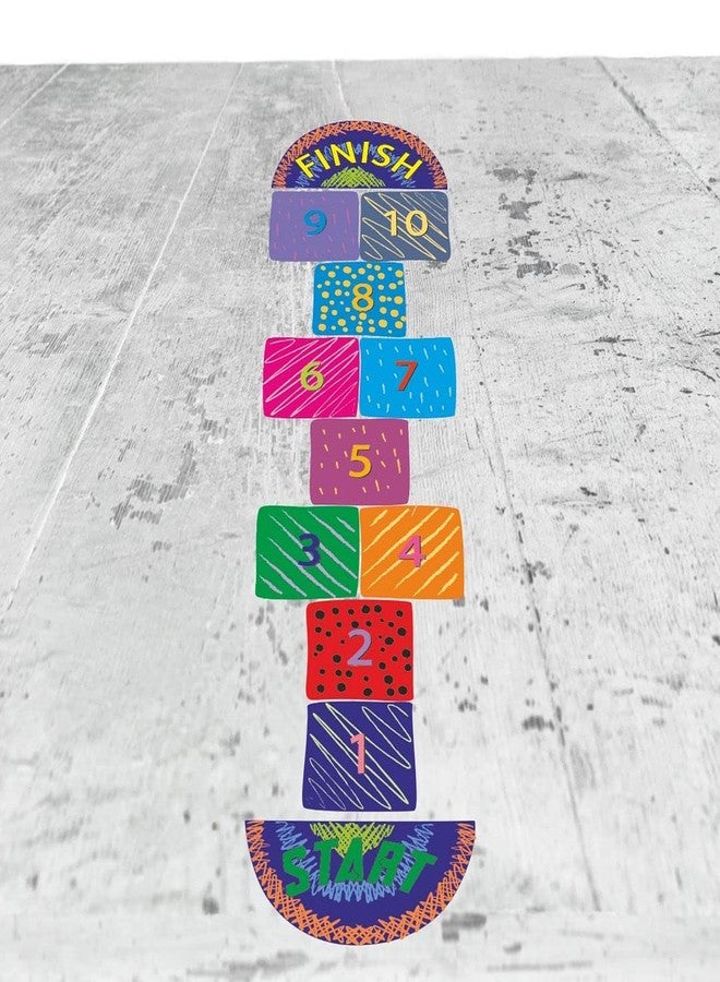 CVANU Creative Design of Hopscotch Game Stickers Number Jumping Grid Game Floor Decals PVC Vinyl for Children Living Room, Home and Nursery Classroom, Multicolour, Size (24x104.5) inch - Image 1